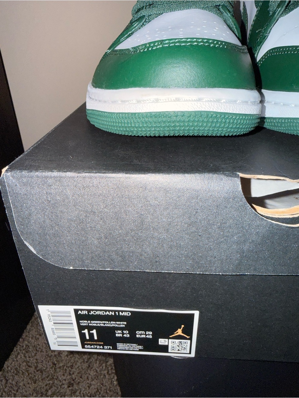 Jordan Mid-Top Sneakers in Green, White & Yellow - Picture 5 of 5